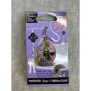Finders Key Purse Key Hook Womens Purple New Wine Bottle Grapes Enamel Accessory